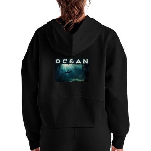 Ocean Whisper - Women's Half Zip Cropped Hoodie