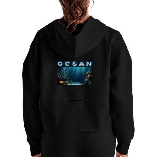 Ocean: Rainbow Reef Life - Women's Half Zip Cropped Hoodie