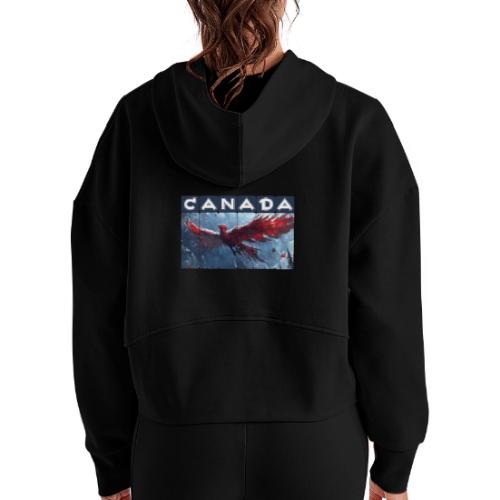 Canada Rising - Women's Half Zip Cropped Hoodie