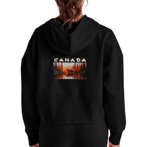 Canada Wilderness Art - Women's Half Zip Cropped Hoodie
