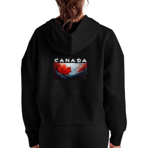 Canada Icon in Color - Women's Half Zip Cropped Hoodie