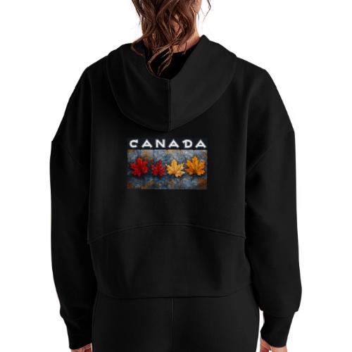 Colorful Canada Style - Women's Half Zip Cropped Hoodie