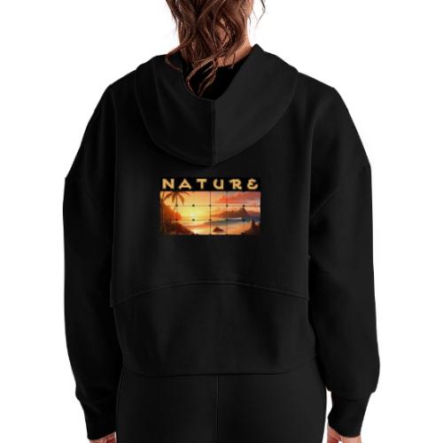 Nature: Tropical Twilight - Women's Half Zip Cropped Hoodie