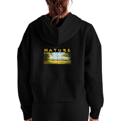 Nature: Summer Fields - Women's Half Zip Cropped Hoodie