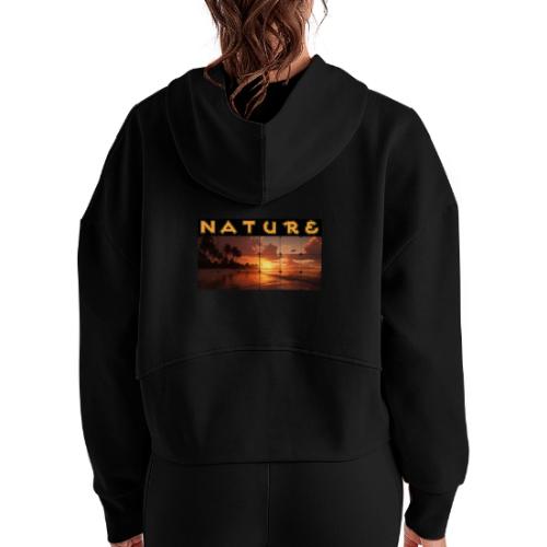 Nature: Sunset Serenity - Women's Half Zip Cropped Hoodie