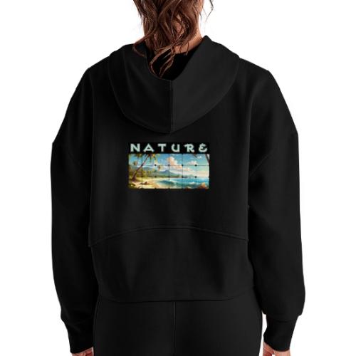 Nature: Sun-Kissed Shore - Women's Half Zip Cropped Hoodie