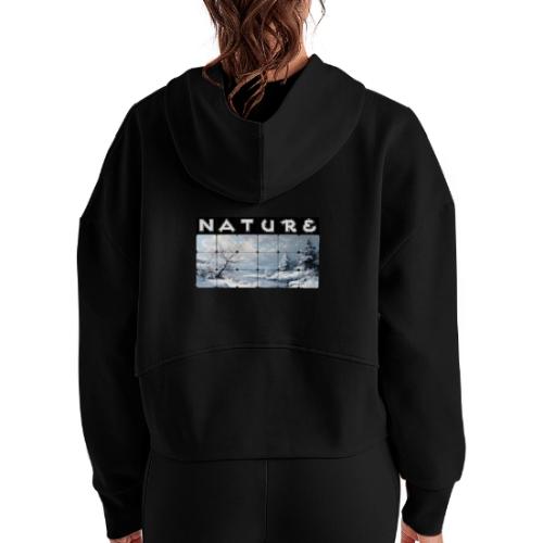 Nature: Winter Embrace - Women's Half Zip Cropped Hoodie