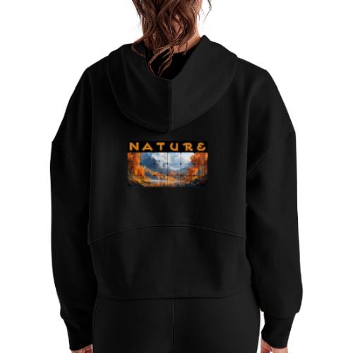 Nature: Golden Autumn Escape - Women's Half Zip Cropped Hoodie