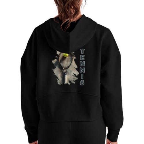 Tennis Power Play - Women's Half Zip Cropped Hoodie