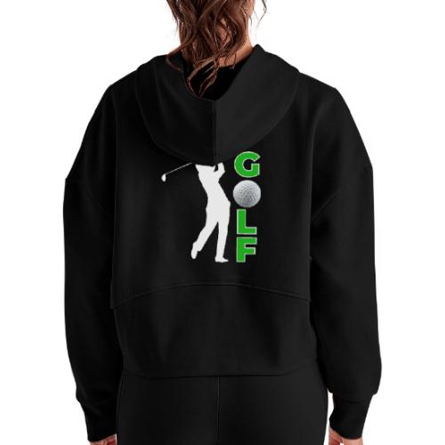 Golf: Classic Golf Motion - Women's Half Zip Cropped Hoodie