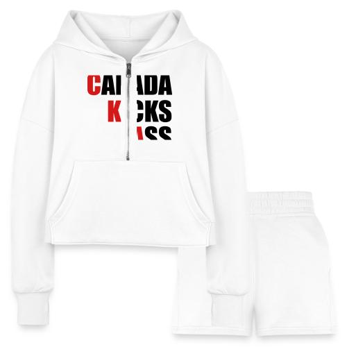 Canada Kicks Ass Vertical - Women’s Cropped Hoodie & Jogger Short Set