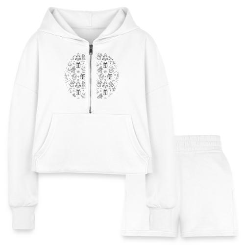 Santa's Festive Wheel T-Shirt - Women’s Cropped Hoodie & Jogger Short Set