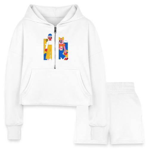 Bold Geometric Duo Pop Art - Women’s Cropped Hoodie & Jogger Short Set
