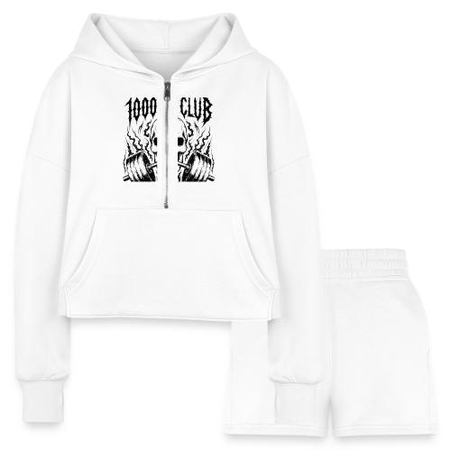 1000 LB Club Skull Barbell Powerlif - Women’s Cropped Hoodie & Jogger Short Set
