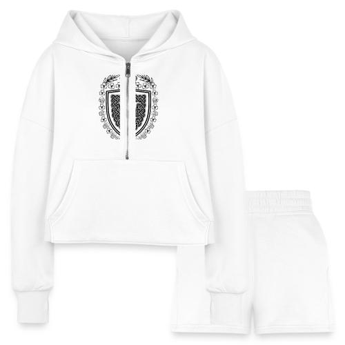 Celtic Knot T-Shirt, Symmetrical Shield - Women’s Cropped Hoodie & Jogger Short Set