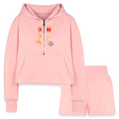 Double tiger fashion, jungle feline animals. - Women’s Cropped Hoodie & Jogger Short Set