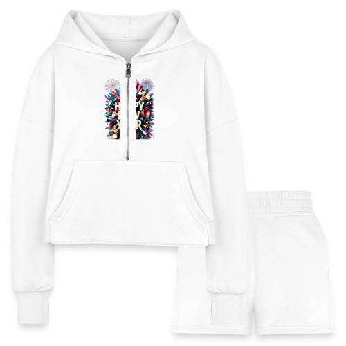 New Year's Party Horn T-Shirt - Women’s Cropped Hoodie & Jogger Short Set
