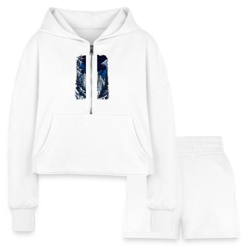 Celestial Winter Temple T-Shirt - Women’s Cropped Hoodie & Jogger Short Set