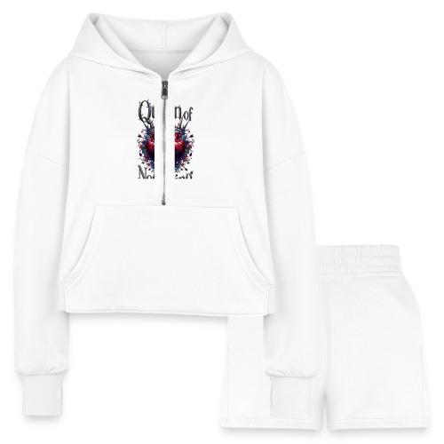 Queen of Not Caring T-Shirt - Women’s Cropped Hoodie & Jogger Short Set