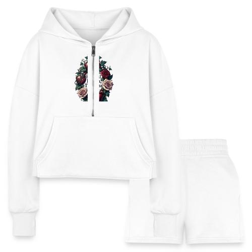 Eternal Bloom Timeless Love Entwined Hearts T-Shir - Women’s Cropped Hoodie & Jogger Short Set