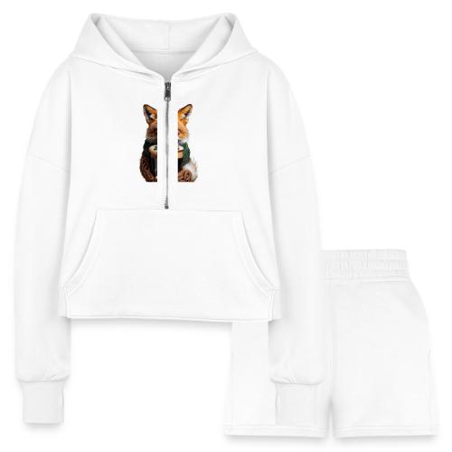 Sly Emerald Fox Toast T-Shirt - Women’s Cropped Hoodie & Jogger Short Set