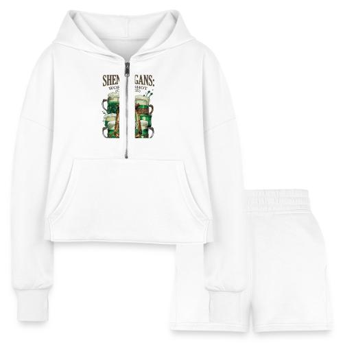 Worth a Shot Lantern Toast Graphic Tee - Women’s Cropped Hoodie & Jogger Short Set