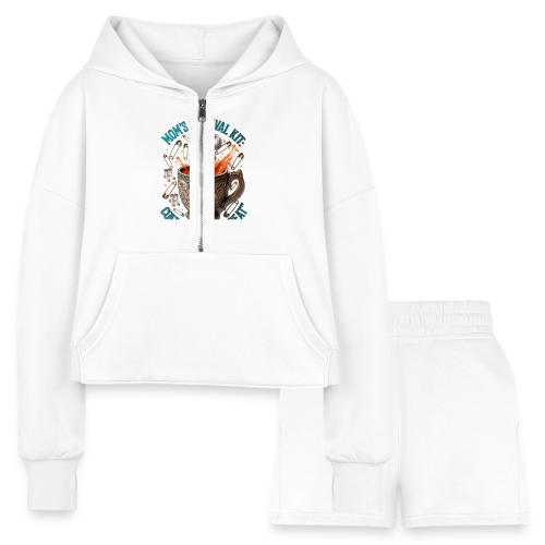 Mom's Survival Kit Tee | Coffee Chaos - Women’s Cropped Hoodie & Jogger Short Set