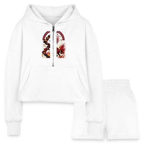 Year of the Horse Rise T Shirt,Lunar New Year Gift - Women’s Cropped Hoodie & Jogger Short Set