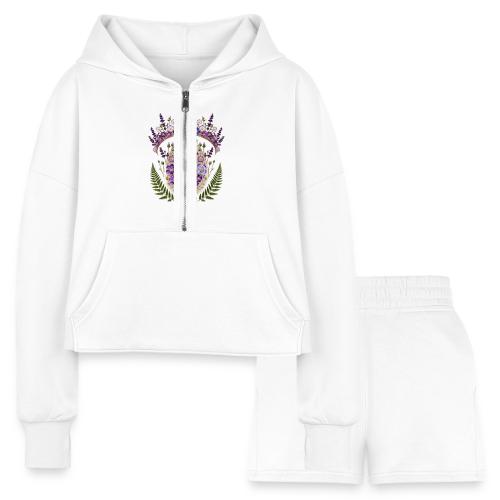 Spring Meadow Crown Tee, Cottagecore Renewal Gift - Women’s Cropped Hoodie & Jogger Short Set