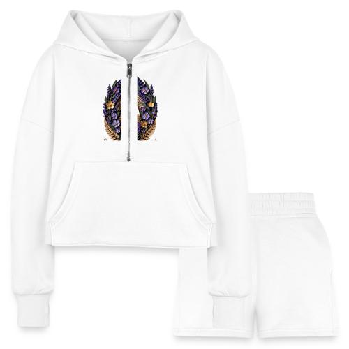 Easter Meadow Crown Renewal T Shirt, Spring Gift - Women’s Cropped Hoodie & Jogger Short Set