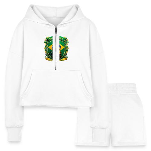 Brazil Jaguar Glory Tee, Brazilian Pride Gift - Women’s Cropped Hoodie & Jogger Short Set