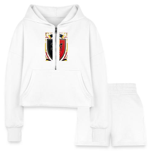 Belgium Lion Crest T-Shirt, Belgian Flag Gift - Women’s Cropped Hoodie & Jogger Short Set