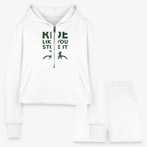 ride like you stole it - bicycle - Women’s Cropped Hoodie & Jogger Short Set
