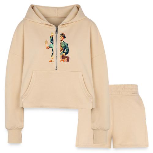 See You In The Gulags, Neighbor! (On White, Front) - Women’s Cropped Hoodie & Jogger Short Set