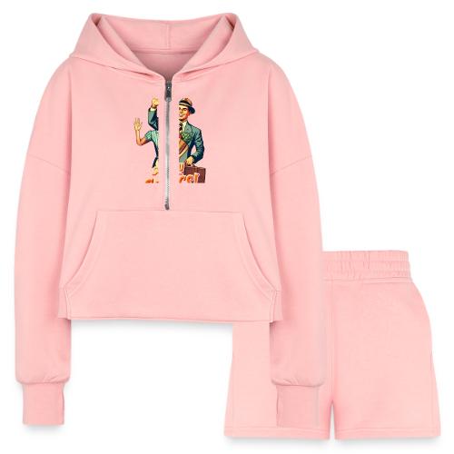 See You In The Gulags, Neighbor! (On White, Front) - Women’s Cropped Hoodie & Jogger Short Set