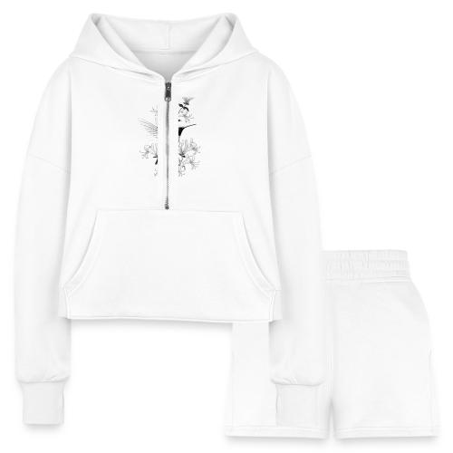 Hummingbird T-Shirt, Honeysuckle Vine - Women’s Cropped Hoodie & Jogger Short Set
