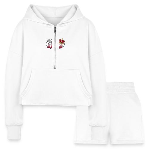 Passportkings white shirt design - Women’s Cropped Hoodie & Jogger Short Set