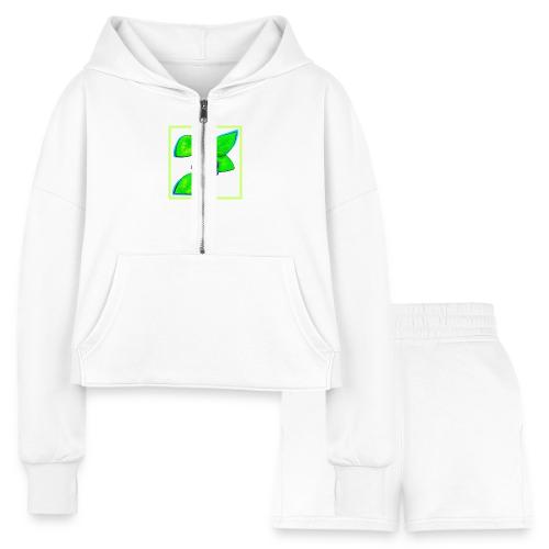 Vibrant Blueberry Pop Art - Women’s Cropped Hoodie & Jogger Short Set