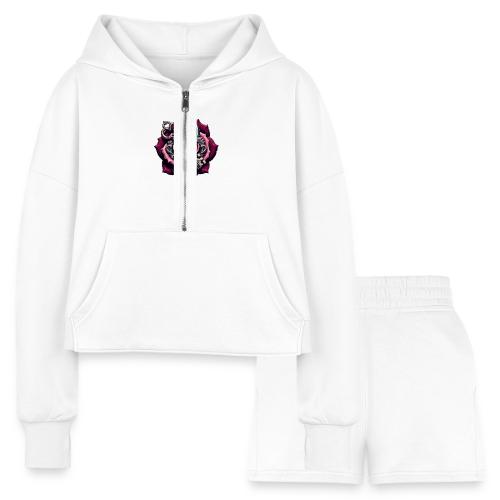You Hold the Key to My Heart Rose Lock T-Shirt - Women’s Cropped Hoodie & Jogger Short Set