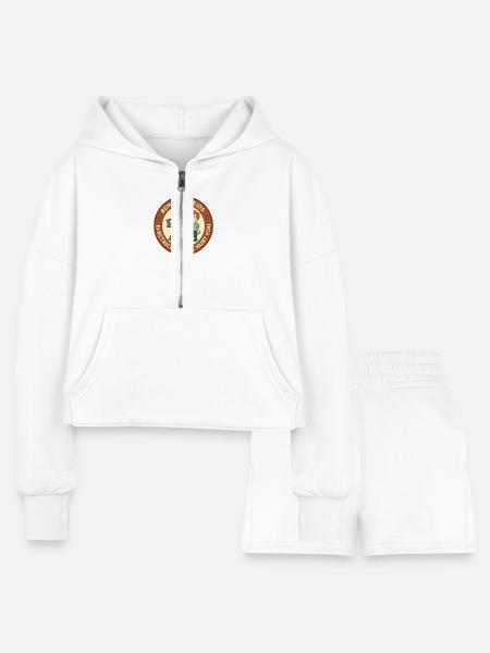 Remember Kids Electricity Will hurt You - Women’s Cropped Hoodie & Jogger Short Set - white - Front