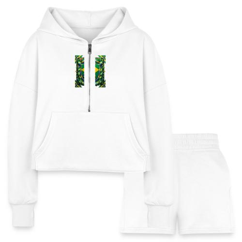Brazil Jaguar Glory T-Shirt, Flag Pride Badge Gift - Women’s Cropped Hoodie & Jogger Short Set