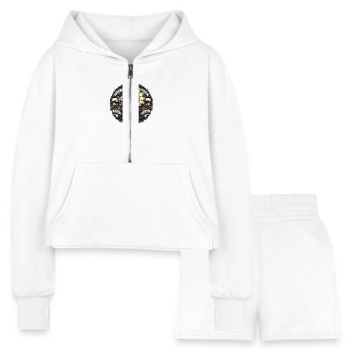 Ornate Phonograph T-Shirt - Women’s Cropped Hoodie & Jogger Short Set