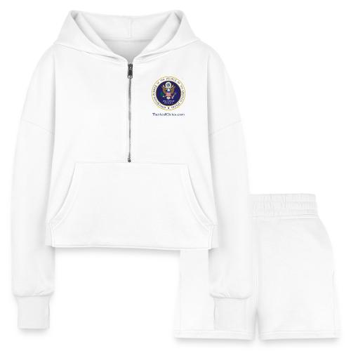 The People's Seal with blue url - Women’s Cropped Hoodie & Jogger Short Set