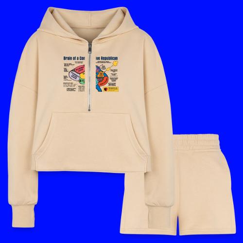 Brain of a Conservative Republican - Women’s Cropped Hoodie & Jogger Short Set