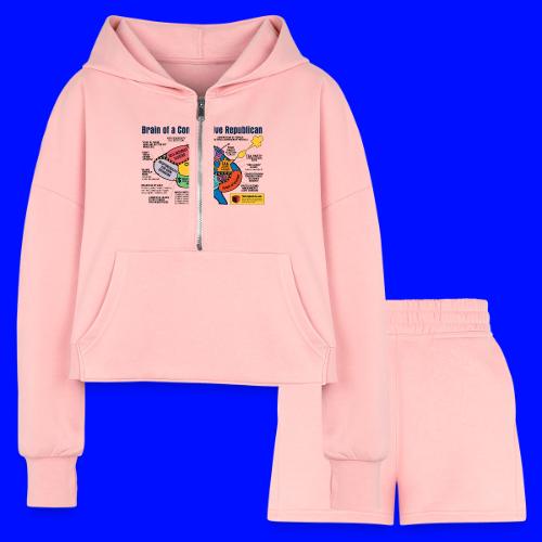 Brain of a Conservative Republican - Women’s Cropped Hoodie & Jogger Short Set
