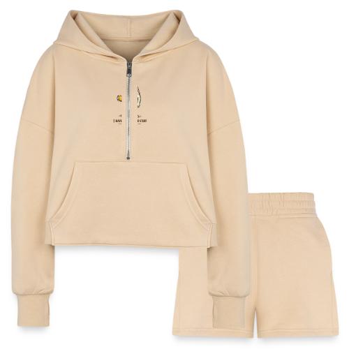 Weird Stuff Frog Coffee Humor - Women’s Cropped Hoodie & Jogger Short Set