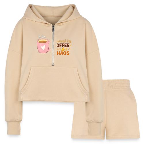 Powered by Coffee and Chaos - Women’s Cropped Hoodie & Jogger Short Set