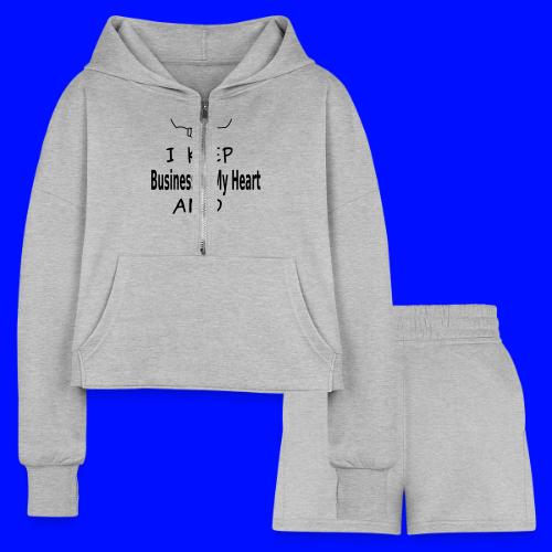 Business Heart - Women’s Cropped Hoodie & Jogger Short Set