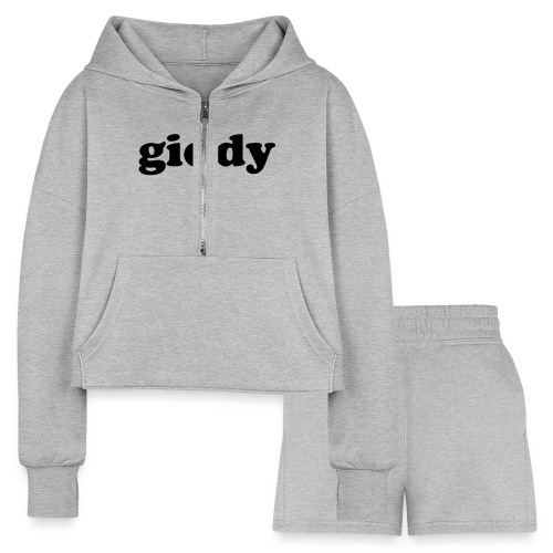 Funny Quote - GIDDY - Women’s Cropped Hoodie & Jogger Short Set
