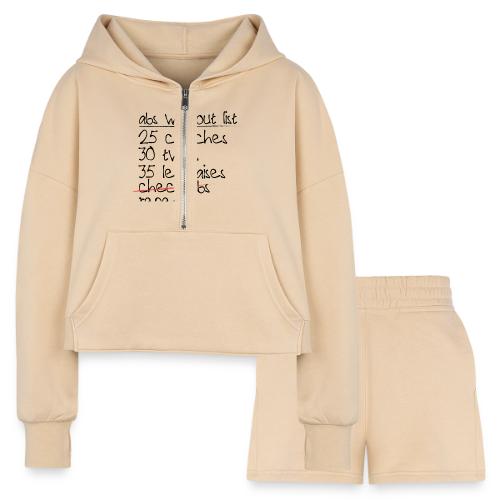 Abs Workout List - Women’s Cropped Hoodie & Jogger Short Set